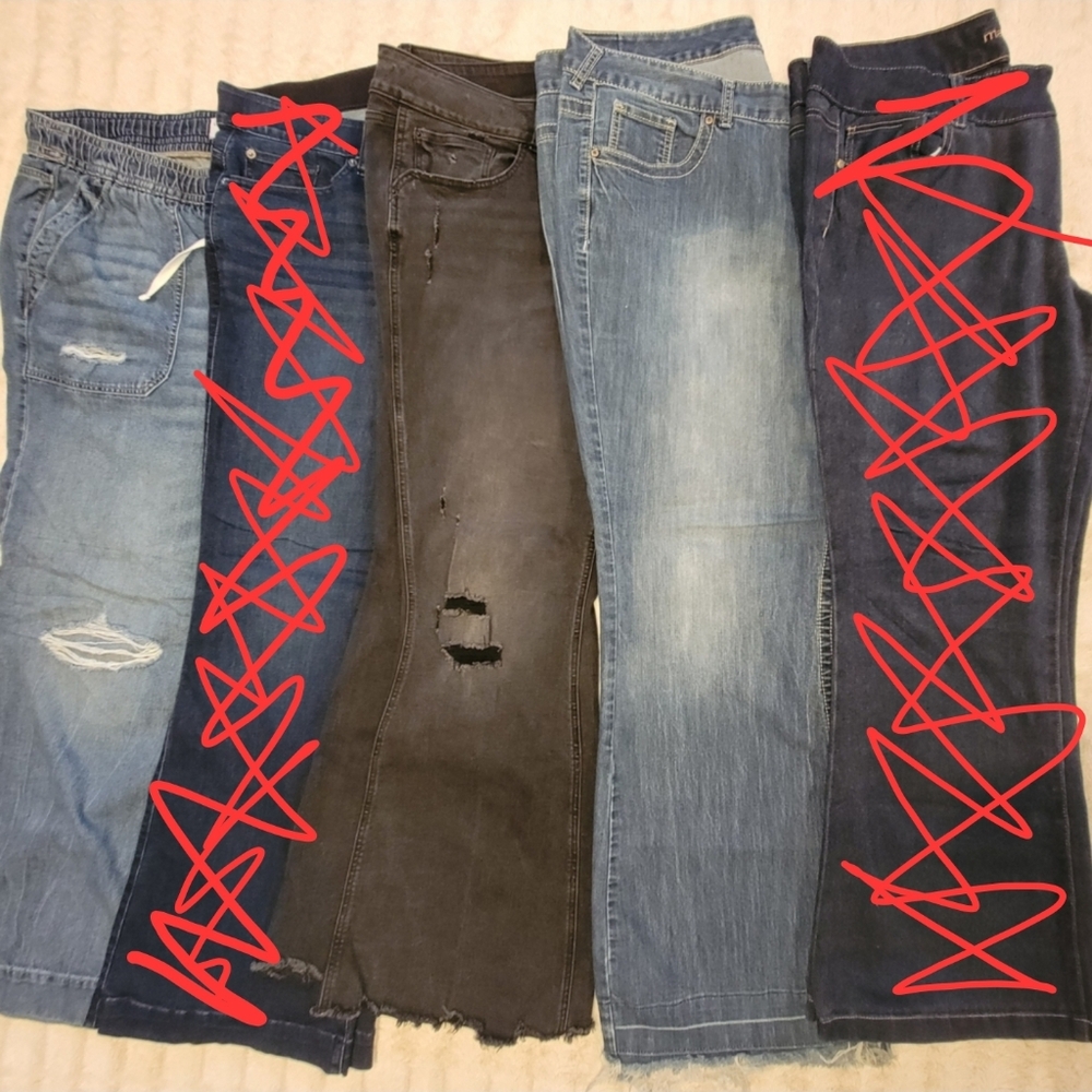 Plus Size 22 Jeans Bundle - 3 Pair Of Lane Bryant & Maurices Flare Wide Leg